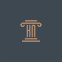 HN initial monogram for lawfirm logo with pillar design vector