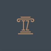 IZ initial monogram for lawfirm logo with pillar design vector