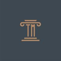 TM initial monogram for lawfirm logo with pillar design vector