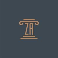 ZA initial monogram for lawfirm logo with pillar design vector