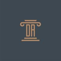 DR initial monogram for lawfirm logo with pillar design vector