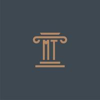 MT initial monogram for lawfirm logo with pillar design vector