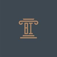 BI initial monogram for lawfirm logo with pillar design vector