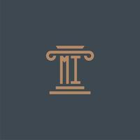 MI initial monogram for lawfirm logo with pillar design vector