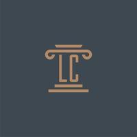 LC initial monogram for lawfirm logo with pillar design vector