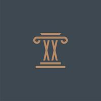 XX initial monogram for lawfirm logo with pillar design vector