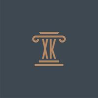 XK initial monogram for lawfirm logo with pillar design vector