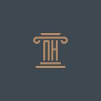 NH initial monogram for lawfirm logo with pillar design vector