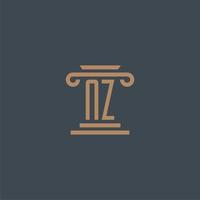 NZ initial monogram for lawfirm logo with pillar design vector