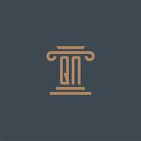 QN initial monogram for lawfirm logo with pillar design vector