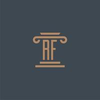 RF initial monogram for lawfirm logo with pillar design vector