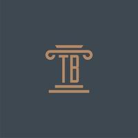 TB initial monogram for lawfirm logo with pillar design vector