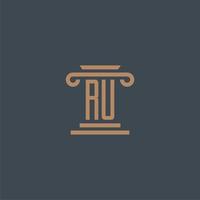 RU initial monogram for lawfirm logo with pillar design vector