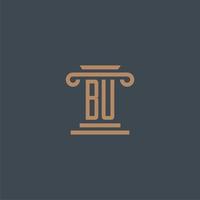 BU initial monogram for lawfirm logo with pillar design vector