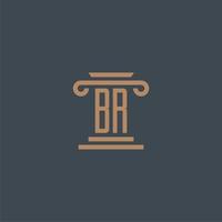 BR initial monogram for lawfirm logo with pillar design vector