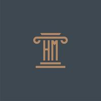 HM initial monogram for lawfirm logo with pillar design vector