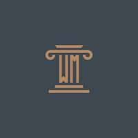 WM initial monogram for lawfirm logo with pillar design vector