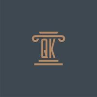 QK initial monogram for lawfirm logo with pillar design vector