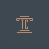 TC initial monogram for lawfirm logo with pillar design vector