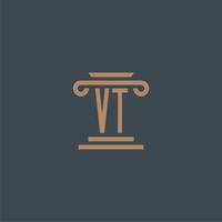 VT initial monogram for lawfirm logo with pillar design vector