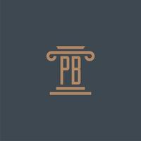 PB initial monogram for lawfirm logo with pillar design vector