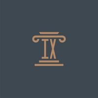 IX initial monogram for lawfirm logo with pillar design vector