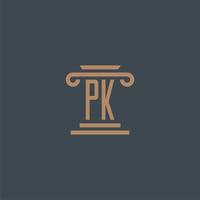 PK initial monogram for lawfirm logo with pillar design vector