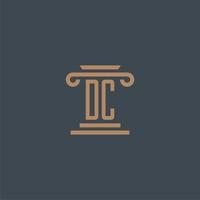 DC initial monogram for lawfirm logo with pillar design vector