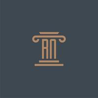 RN initial monogram for lawfirm logo with pillar design vector