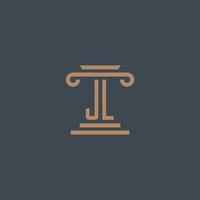 JL initial monogram for lawfirm logo with pillar design vector