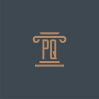 PQ initial monogram for lawfirm logo with pillar design vector