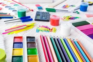 School supplies on a white background photo