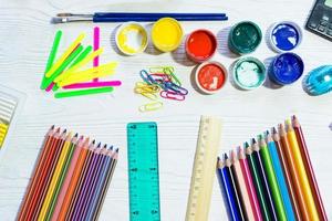 School supplies on a white background photo