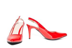 women's red high-heeled shoes photo