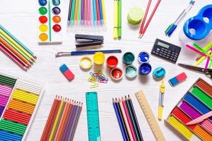 School supplies on a white background photo