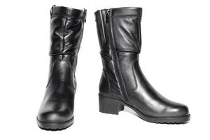 Women's leather black boots photo