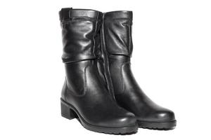 Women's leather black boots photo