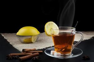 lemon tea with lemon photo