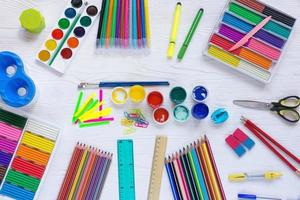 School supplies on a white background photo