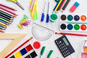 School supplies on a white background photo