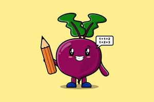 Beetroot cute cartoon clever student with pencil vector