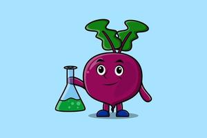 Cute cartoon mascot character Beetroot scientist vector