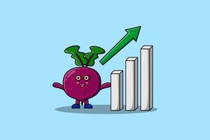 cute cartoon Beetroot with rising sign graphic vector