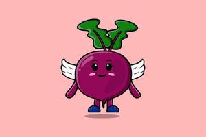 Cute cartoon Beetroot character wearing wings vector