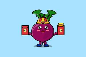 Cute cartoon Beetroot chinese holding red packets vector