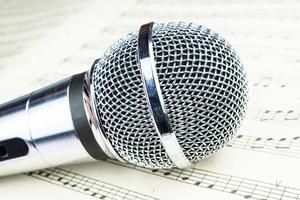 dynamic microphone on music sheet photo