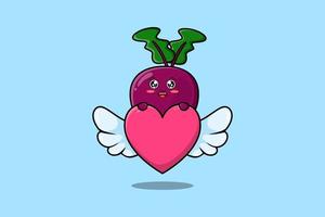 cute cartoon Beetroot character hiding heart vector