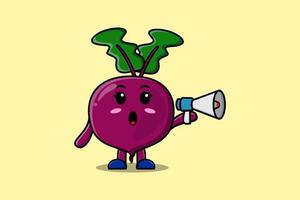 Cute Cartoon Beetroot speak with megaphone vector