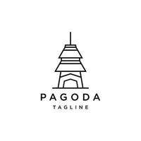 plantilla de diseño de icono de logotipo de pagoda plana vector