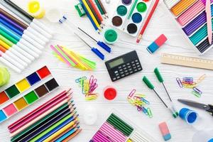 School supplies on a white background photo